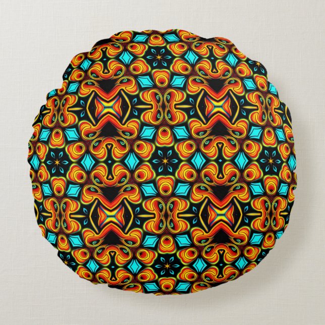 Coussin rond orange et rouge (Devant)