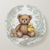Coussin rond ours pour chambre d'enfants (Dos)
