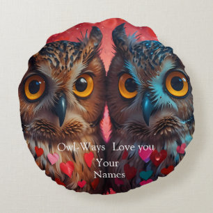 Coussin rond Owl Heart
