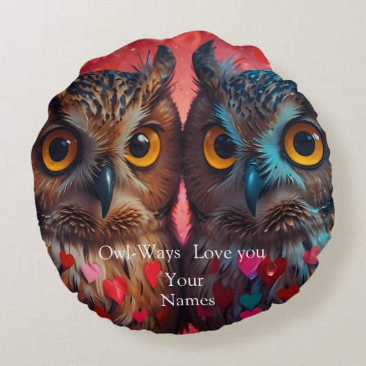 Coussin rond Owl Heart (Dos)