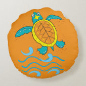 Coussin rond perroquet et tortue de mer (Dos)