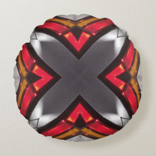Coussin rond personnalisé gris foncé rouge