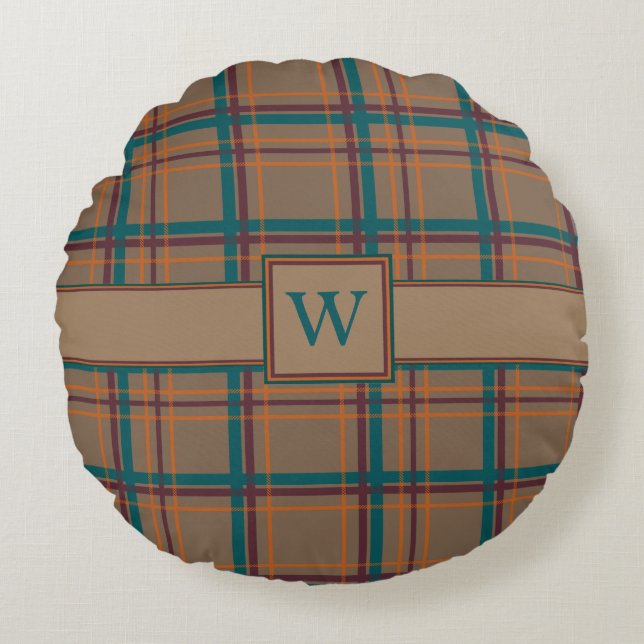 Coussin rond Plaid Chic Automne (Devant)