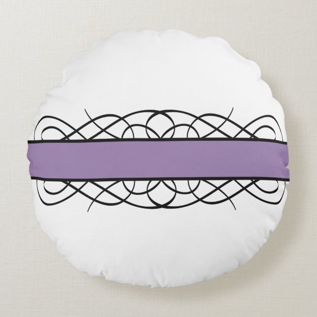Coussin rond pourpre déco (Devant)