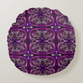 Coussin rond pourpre et bleu