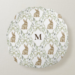 Coussin Rond Prépa Bunny Aquarelle Monogramme Pers