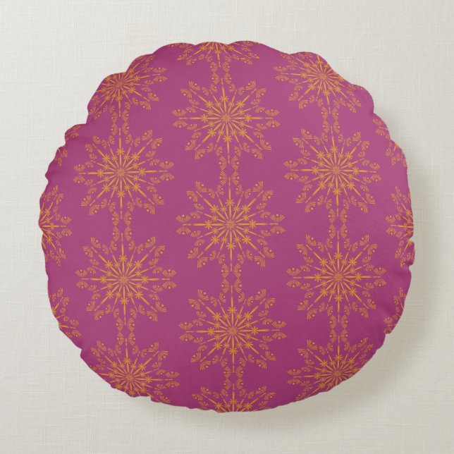 Coussin rond Retro Mandala Boysenberry (Devant)
