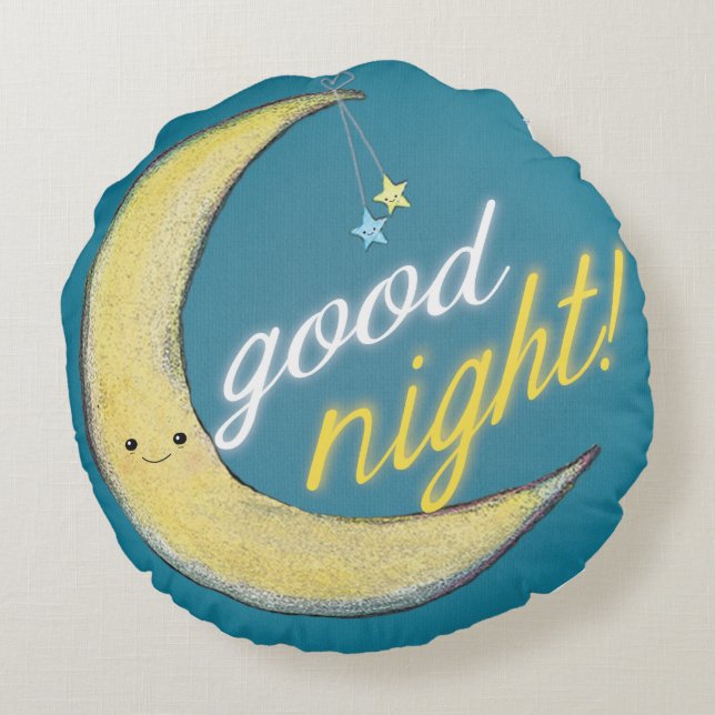 Coussin rond réversible de bonne nuit bonjour (Dos)