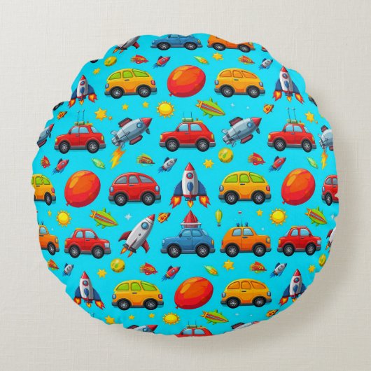 🚗 Coussin Rond Rocket Star Enfants Décoration Voi (Devant)