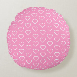 Coussin rond rose avec coeur ou choisir des couleu