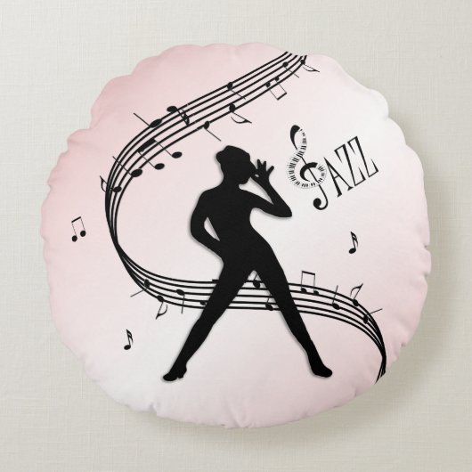 Coussin rond rose de danse jazz (Devant)