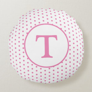 Coussin rond rose et blanc rose et blanc pour fill