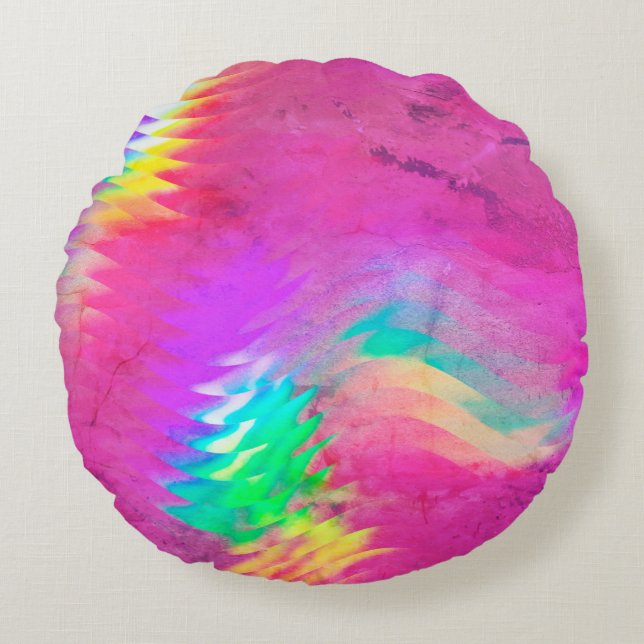 Coussin rond rose et vert (Devant)