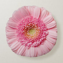 Coussin rond rose Gerbera Daisy