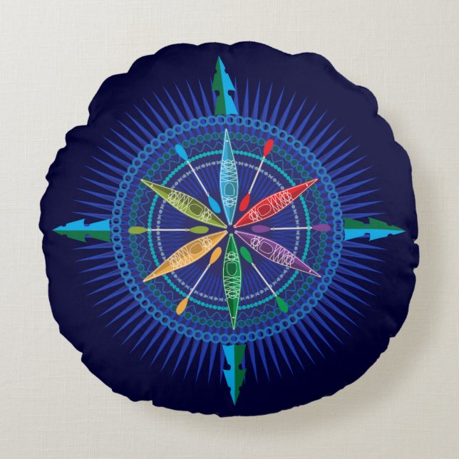 Coussin rond Rose Kayak Compass (Devant)