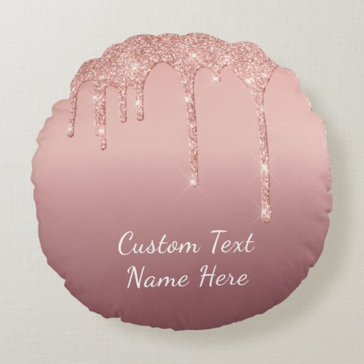 Coussin rond rose Parties scintillant or avec text (Devant)