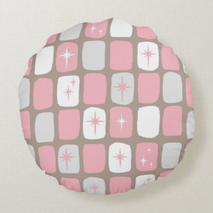 Coussin rond rose rétro