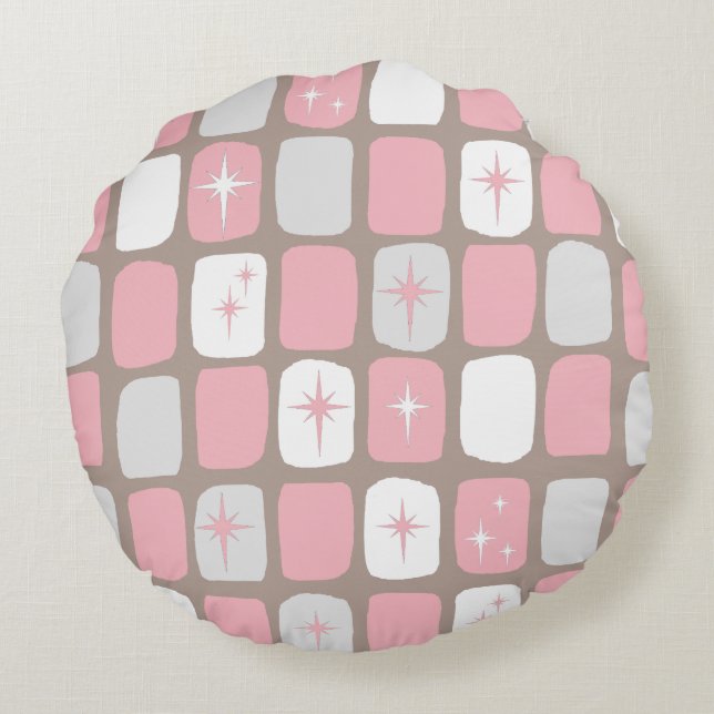 Coussin rond rose rétro (Dos)
