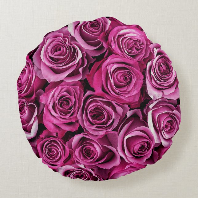 Coussin rond Rose rose chaud (Dos)