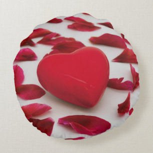 Coussin Rond Rouge Coeur