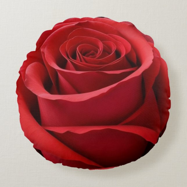 Coussin rond rouge Rose (Devant)