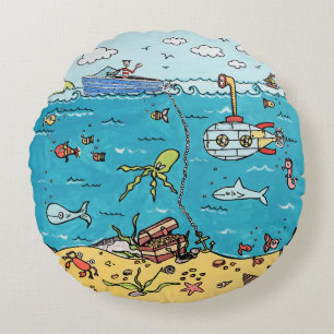 Coussin rond Sea Life personnalisé