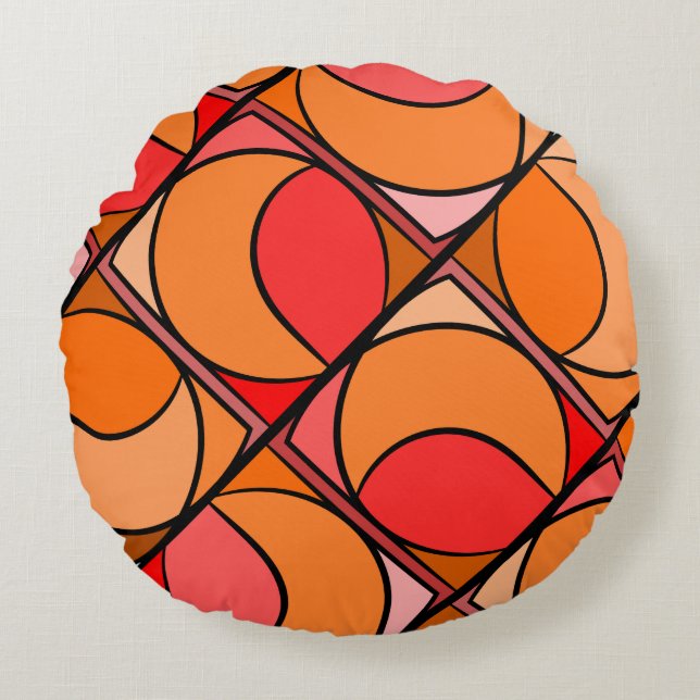 Coussin rond seventies orange (Devant)