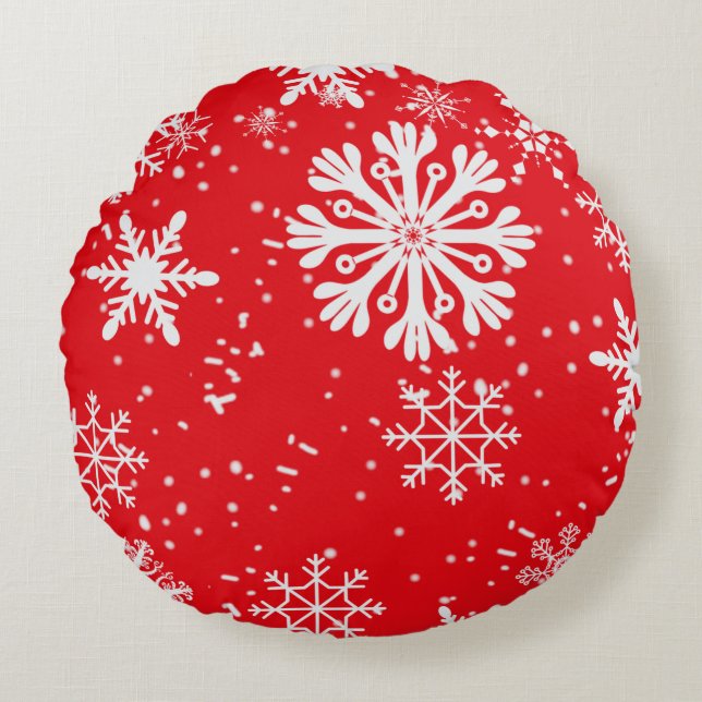 Coussin rond Silver Snowflakes (Devant)