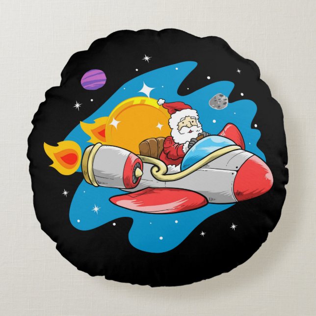 Coussin rond Space Père Noël (Devant)