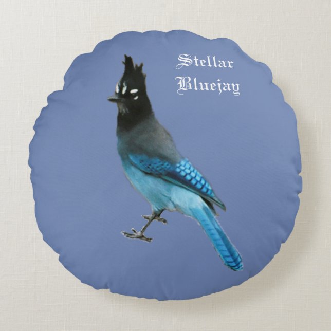 Coussin rond Stellar Blue Jay (Devant)