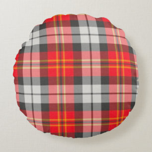 Coussin Rond Tartan Rouge et Vert Vibrant - Circ