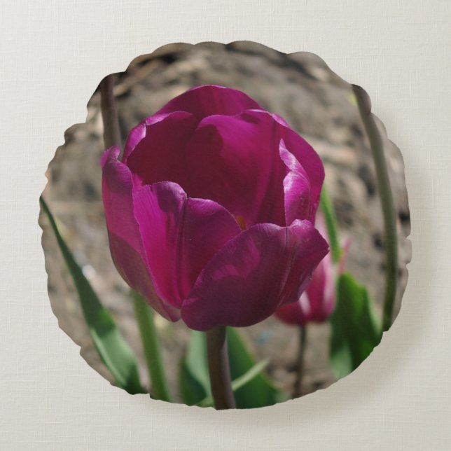 Coussin rond Tulipe pourpre (Devant)