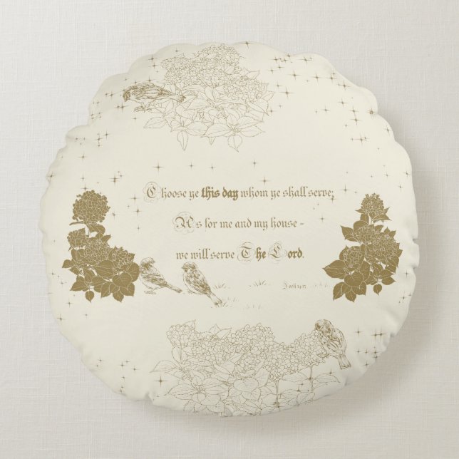 Coussin rond verset de la Bible Choisissez-vous ce (Devant)