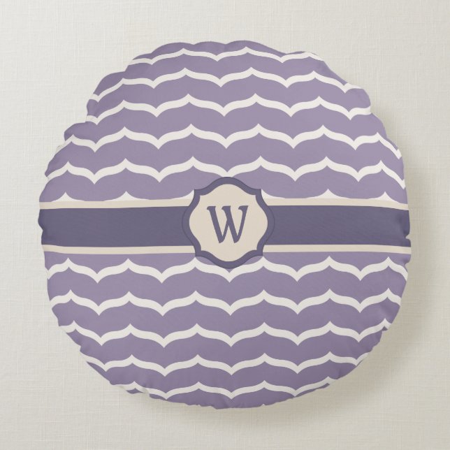 Coussin rond Zigzag fleuri (Devant)