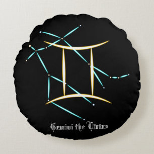 Coussin rond Zodiac Constellation Gemini