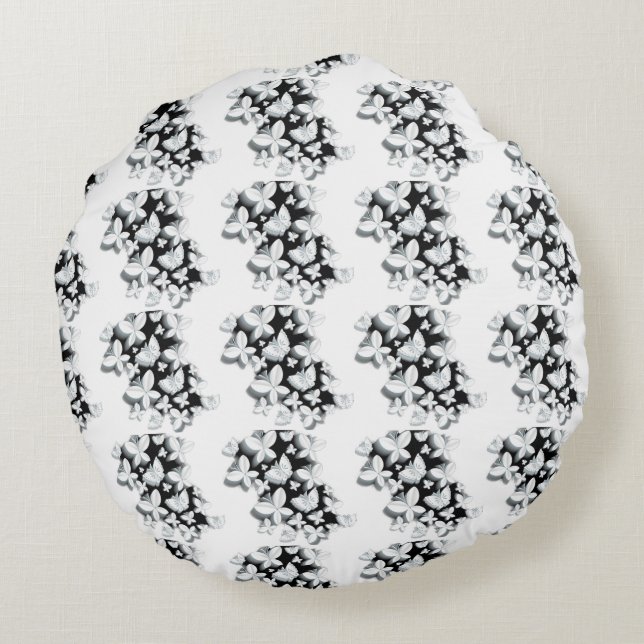 Coussin ronde A coton "Papillons" (Dos)