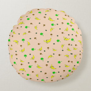 Coussin ronde avec banane et palmiers motif