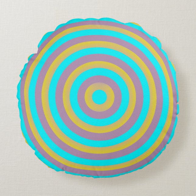 Coussin ronde colorée avec design circulaire (Devant)