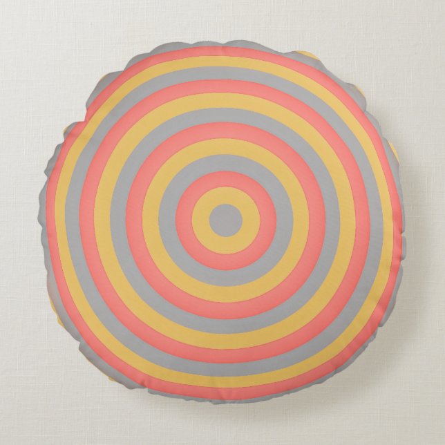 Coussin ronde colorée avec design circulaire (Devant)