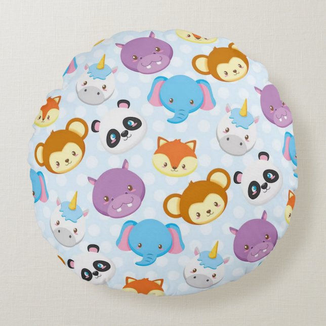 Coussin ronde des amis animaux (Devant)