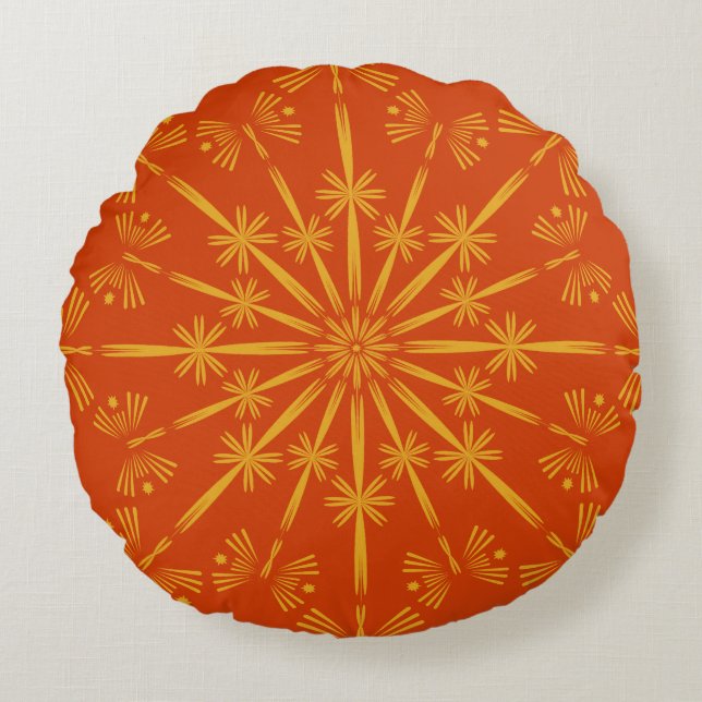 Coussin Ronde Mandala Papaya (Devant)
