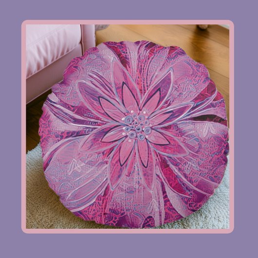 Coussin ronde unique à la mode fleurie