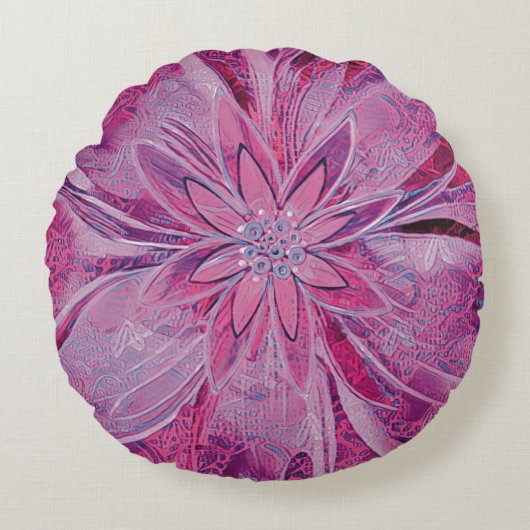 Coussin ronde unique à la mode fleurie (Devant)