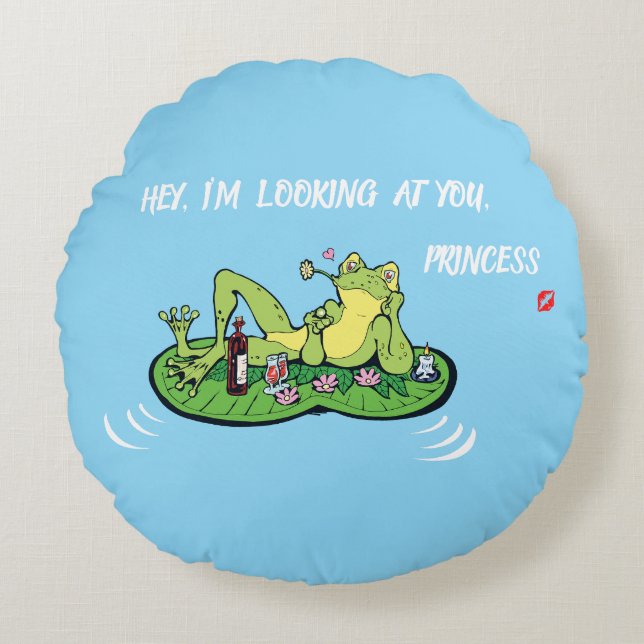 Coussin ronde Valentine's Day Love Frog (Devant)