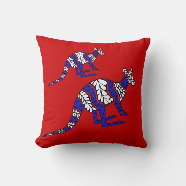 Coussin Roo blanc et bleu rouge (Recto)