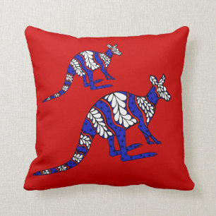 Coussin Roo blanc et bleu rouge