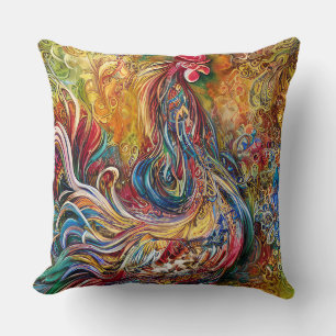 Coussin Rooster Abstrait - Un Ode à la Splendor du Rooster