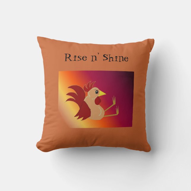 Coussin Rooster assis amusant - Montée et brillance (Recto)
