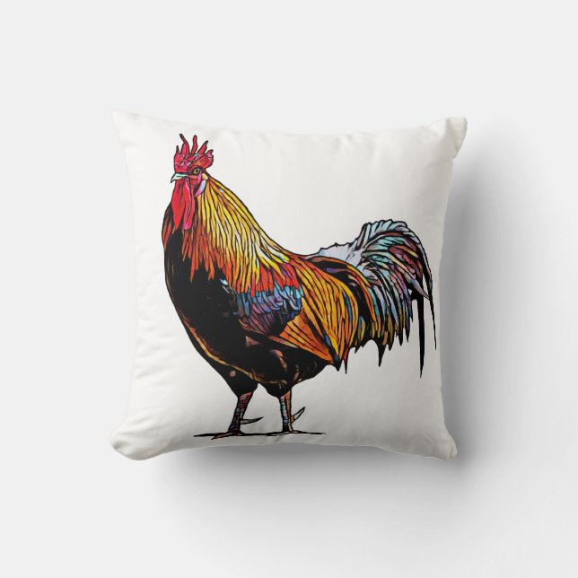 Coussin Rooster coloré (Recto)