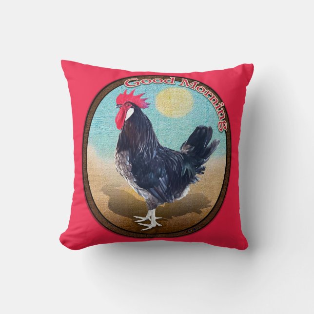 Coussin Rooster de Minorque Bonjour Vintage Oval (Recto)